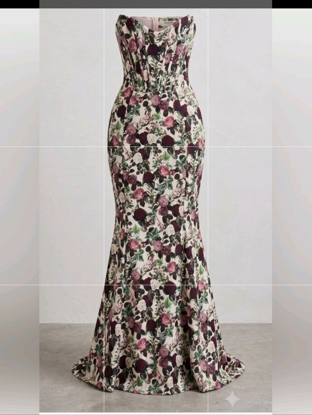 House of CB Malika Vintage Floral Strapless Corset Gown Dress L+